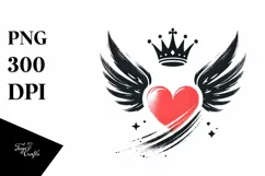 Heart with Wings and Crown, Transparent PNG Product Image 1