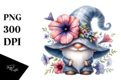Cute Gnome with Big Hat and Petunia PNG Product Image 1