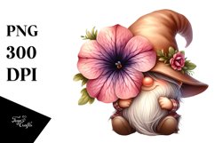 Cute Gnome with Big Hat and Petunia PNG Product Image 1