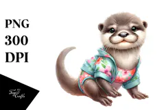 Baby Otter Wearing Beachwear PNG Product Image 1