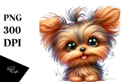Happy Yorkipoo Watercolor PNG Product Image 1