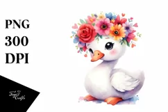 Cute Swan Vivid Flower Crown PNG Product Image 1