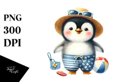 Baby Penguin Wearing Beachwear PNG Product Image 1