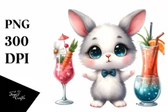 Expressive Baby Rabbit with Cocktails | Cute Clipart Product Image 3
