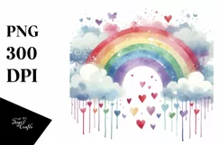 Simple Washed Rainbow with Hearts PNG Product Image 1