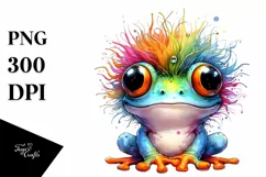 Colorful Layered Watercolor Cute Baby Frog Product Image 1