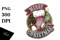 Merry Christmas Watercolor Stocking Png Product Image 5