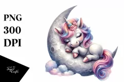 Baby Unicorn on Moon | Sublimation | Clipart Product Image 3
