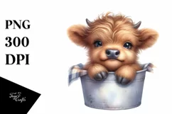 Smiling Baby Highland Cow in Recipient | Cute Clipart Product Image 3