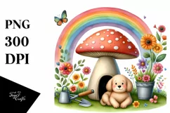 Dog House, Large Mushroom, Striking Rainbow | Clipart Product Image 3