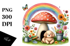 Dog House, Large Mushroom, Striking Rainbow | Clipart Product Image 1