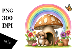 Dog House, Large Mushroom, Striking Rainbow | Clipart Product Image 1