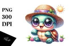 Cute Baby Turtle with Hat and Sunglasses PNG Product Image 1