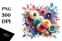 Colorful Abstract Ranunculus PNG Product Image 1
