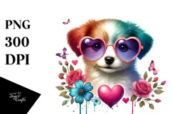 Puppy with Heart Sunglasses PNG Product Image 1