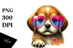 Puppy with Heart-Shaped Sunglasses Product Image 1