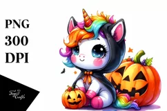 Cute Baby Unicorn Pumpkin Clipart Product Image 1