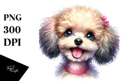 Watercolor Baby Poodle PNG Product Image 1