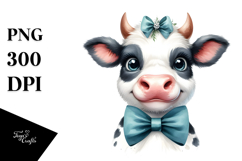 Graceful Cow with Bow and Tie PNG Product Image 1