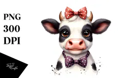 Graceful Cow with Bow and Tie PNG Product Image 1