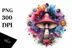 Vibrant Magical Celestial Mushroom Tarot PNG Product Image 1