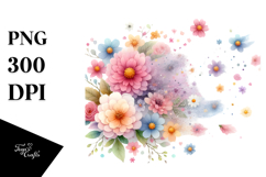 Flower Butterfly Spring Flowers Painting, PNG Product Image 1