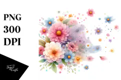 Flower Butterfly Spring Flowers Painting, PNG Product Image 1