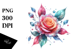 Vibrant Rose, Watercolor PNG Product Image 1