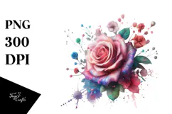 Vibrant Rose, Watercolor PNG Product Image 1