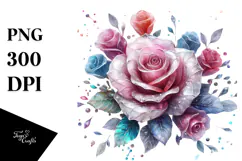 Vibrant Rose, Watercolor PNG Product Image 1