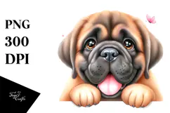 Watercolor Mastiff Big Eyes Happy PNG Product Image 1