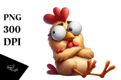 Playful Cartoon Chicken, Watercolor PNG Product Image 1