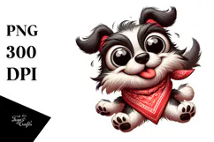 Playful Dog with Bandana PNG Product Image 1