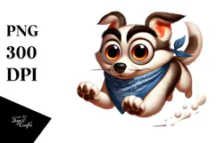 Playful Dog with Bandana PNG Product Image 1