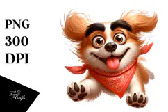 Playful Dog with Bandana PNG Product Image 1