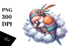 Cute Parrot Sleeping on the Cloud | Clipart Product Image 1