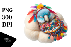 Cute Parrot Sleeping on the Cloud | Clipart Product Image 1