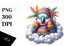 Cute Parrot Sleeping on the Cloud | Clipart Product Image 1