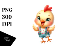 Cute Baby Chicken Watercolor PNG Product Image 1