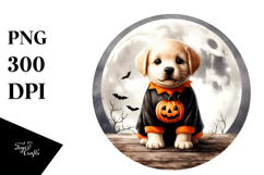 Cute Baby Puppy on Halloween Retro PNG Product Image 1
