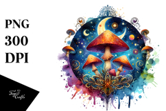 Vibrant Celestial Mushroom Tarot PNG Product Image 1