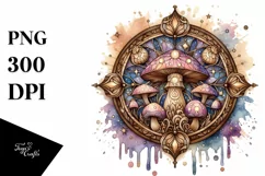 Pastel Wooden Mystical Mushroom PNG Product Image 3