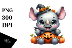 Cute Baby Rhino Dressed for Halloween PNG Product Image 1