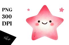 Simple Pinkish Smiling Star PNG Product Image 1