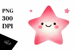 Simple Pinkish Smiling Star PNG Product Image 1