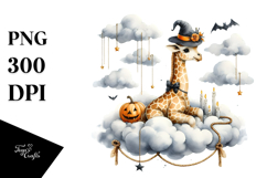 Halloween Giraffe on Cloud, High-Res PNG Product Image 1