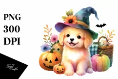 Cute Baby Dog Halloween Drawing | Sublimation Product Image 3