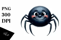 Funny Watercolor Halloween Spider Goofy Smile Clipart Product Image 3
