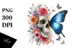 Butterfly with Flowers PNG Product Image 1