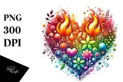 Fire Heart Digital Painting PNG Product Image 1